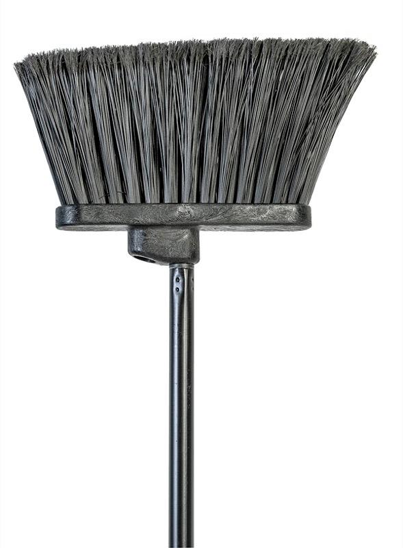 10&quot; Duo-Angle Angle Broom Flagged Black w 48&quot; Metal