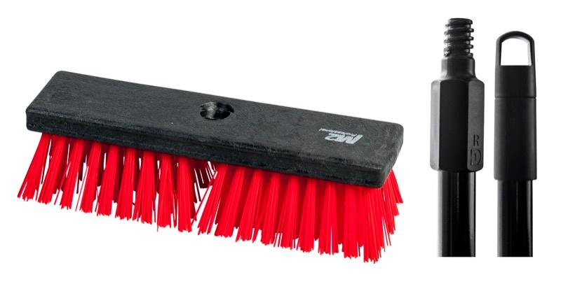 BD-1110-M54 - 10" Stiff Scrub Brush - Poly Bristles w 54" HD Metal Handle