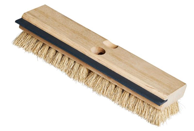 BD-226WT - 11" Wood Deck Brush with Squeegee - White Tampico