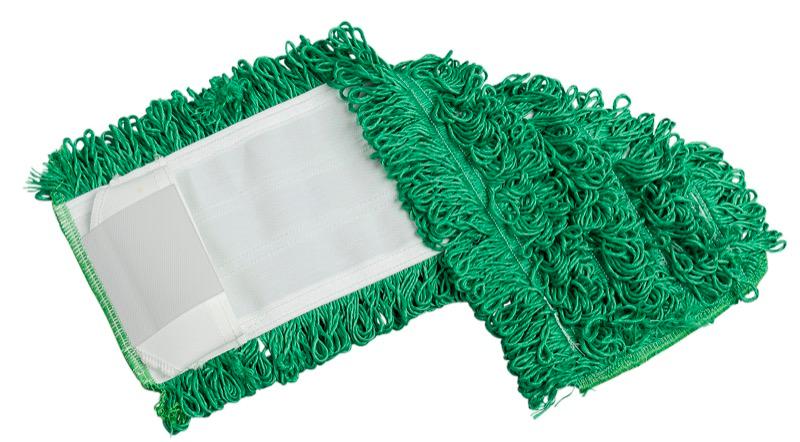 EFM-FM5100-GN - 16" Looped Microfiber Flat Mop Pad - Pocket & Tabs - Green