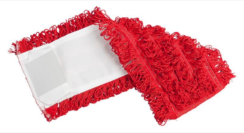 EFM-FM5100-RD - 16" Looped Microfiber Flat Mop Pad - Pocket & Tabs - Red