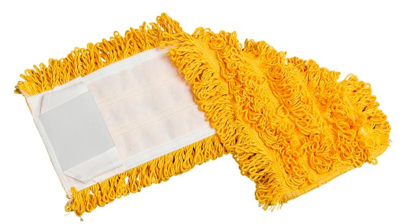 EFM-FM5100-YE - 16" Looped Microfiber Flat Mop Pad - Pocket & Tabs - Yellow