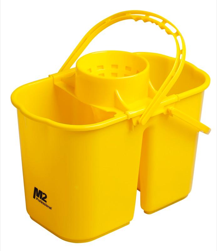 PA-M1080 - Double Mop Bucket with Sliding Cone Wringer - Yellow