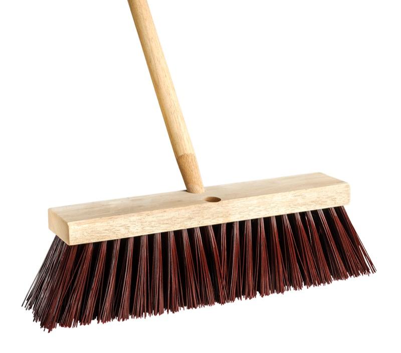 PB-ST14-54T - 14" Street / Stable Coarse Push Broom w 54" Tapered Wood Handle