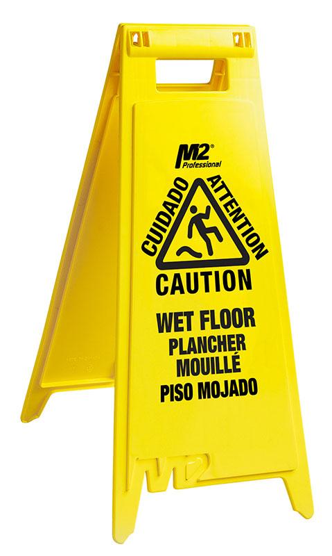 WF-7003 - 28" Caution Wet Floor Sign - English / Spanish / French